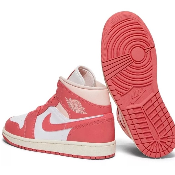 NIKE Air Air Jordan One Mid Pink Barbie Strawberries & Cream Sneakers - Picture 1 of 7